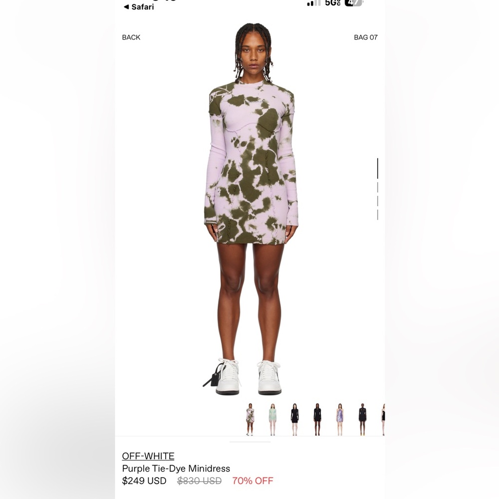 Off-White Brand tie dye dress, corset shaped fitted